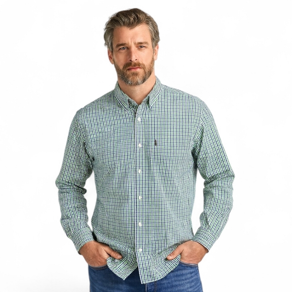 Barbour Classic Fit Plaid Oxford Button Up Shirt Men's XXL